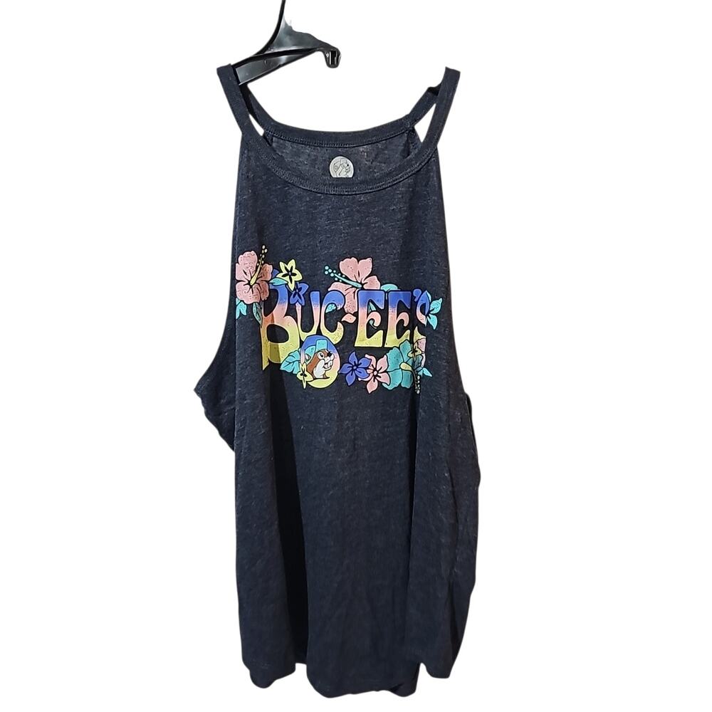 NWT Buc-ee’s Women’s Large Floral Logo Tank Top Charcoal Gray